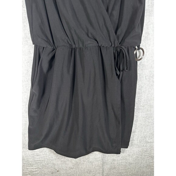 White House Black Market Faux Wrap Black Romper  Size 0 - Picture 7 of 8